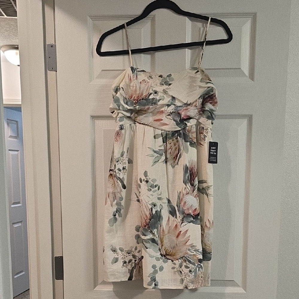 Express Linen Blend Spaghetti Strap Sundress